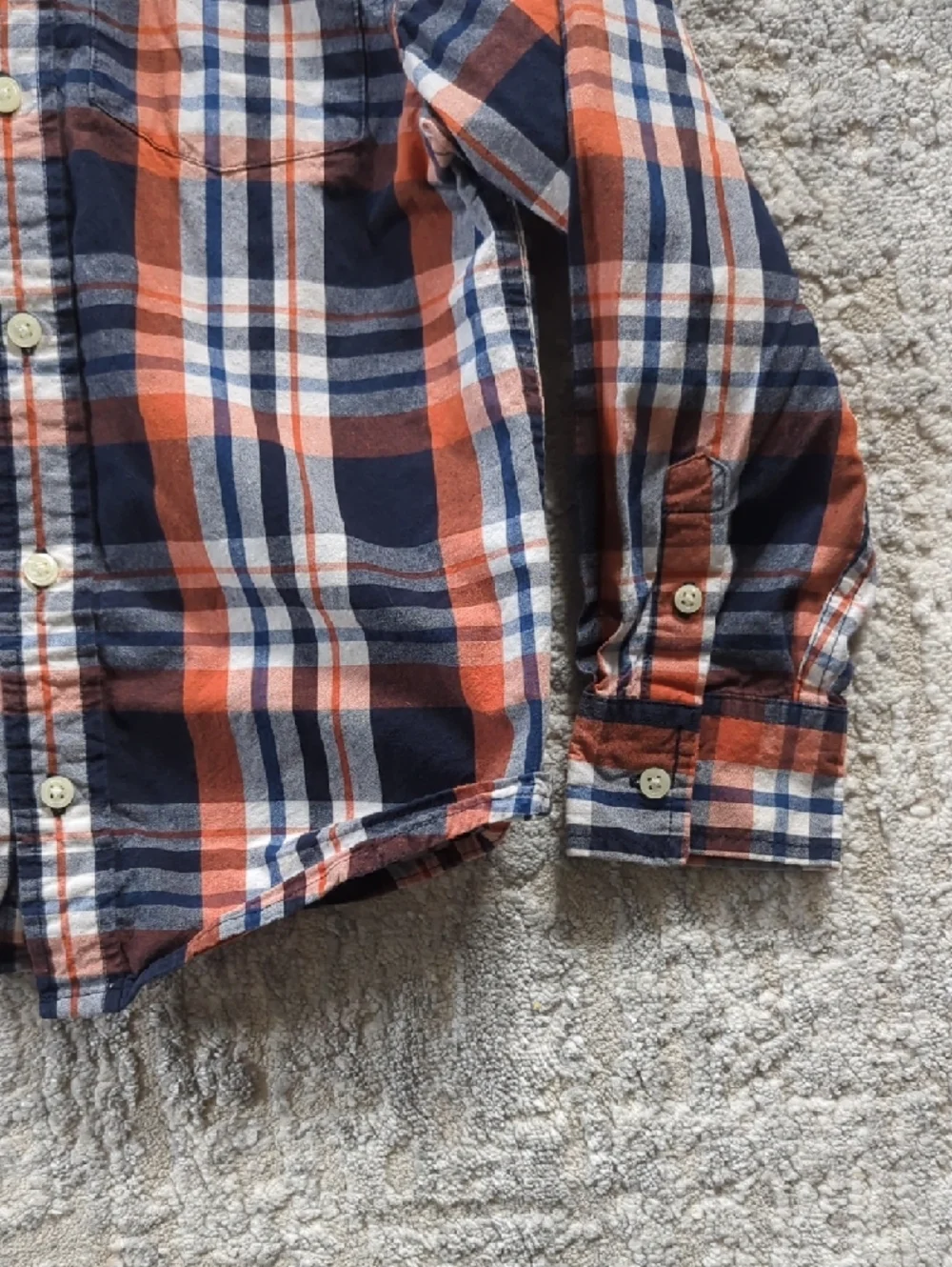 Gymboree Orange & Navy Plaid Button-Up Shirt Size 4T